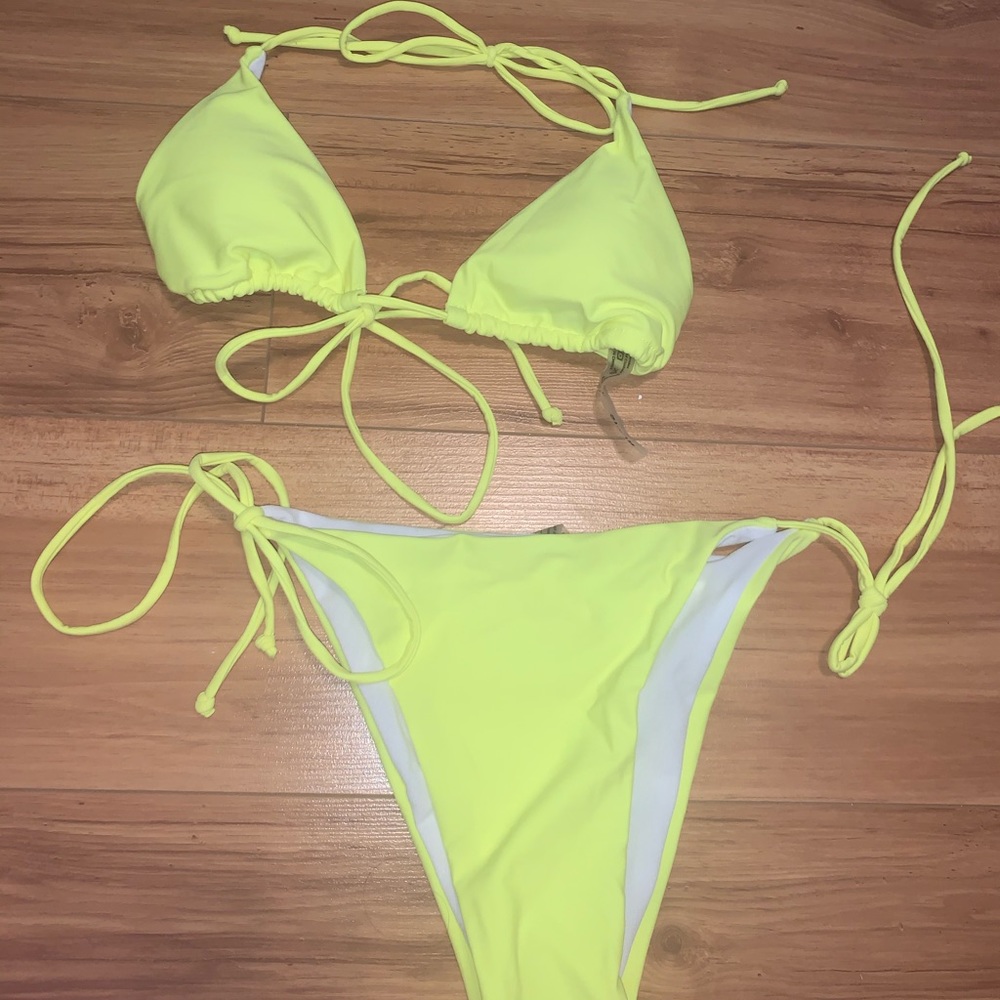 neon yellow shein swimsuit